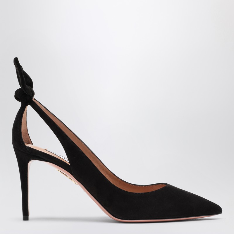 Aquazzura Deneuve Suede Ponty-toe Pumps In Black