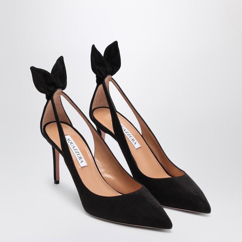 Aquazzura Deneuve Suede Ponty-toe Pumps In Black