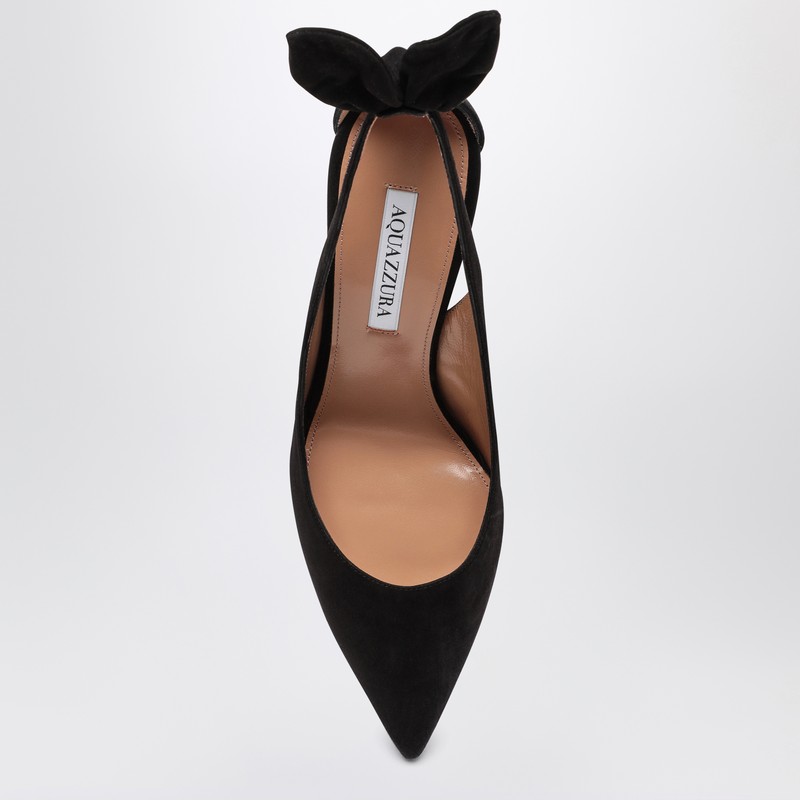 Aquazzura Deneuve Suede Ponty-toe Pumps In Black