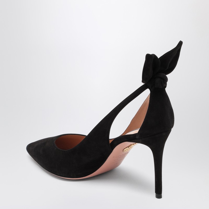 Aquazzura Deneuve Suede Ponty-toe Pumps In Black