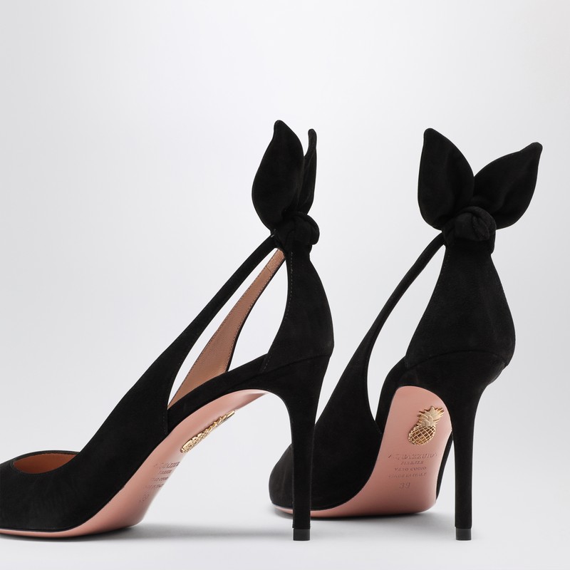 Aquazzura Deneuve Suede Ponty-toe Pumps In Black