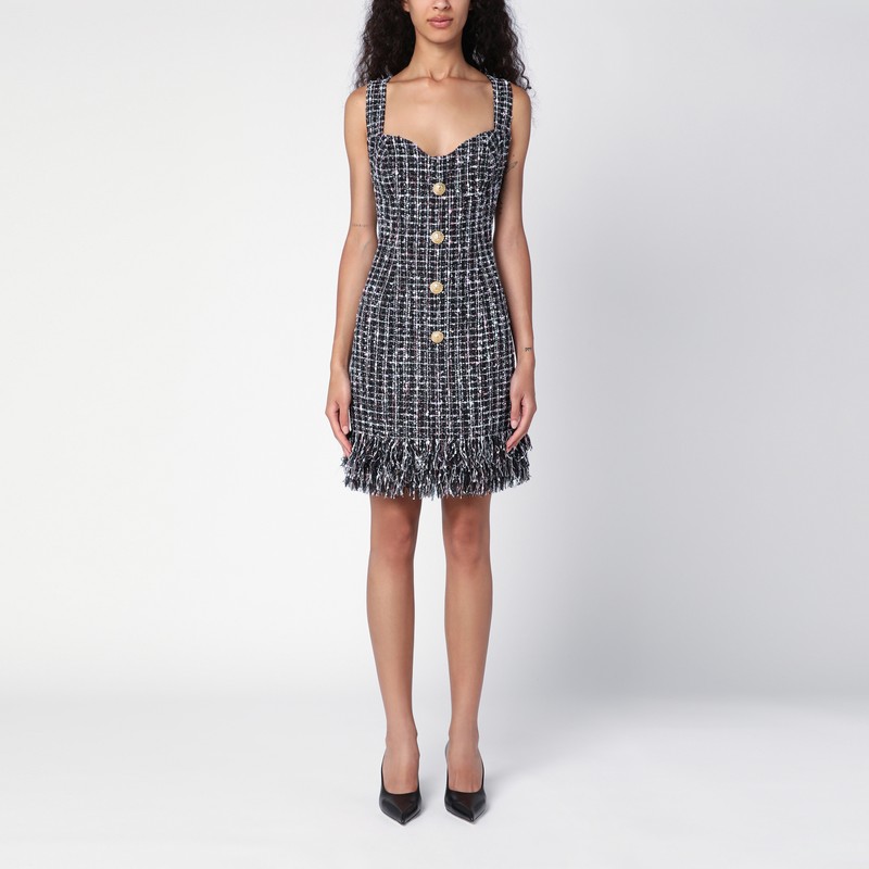 Tweed mini dress with buttons
