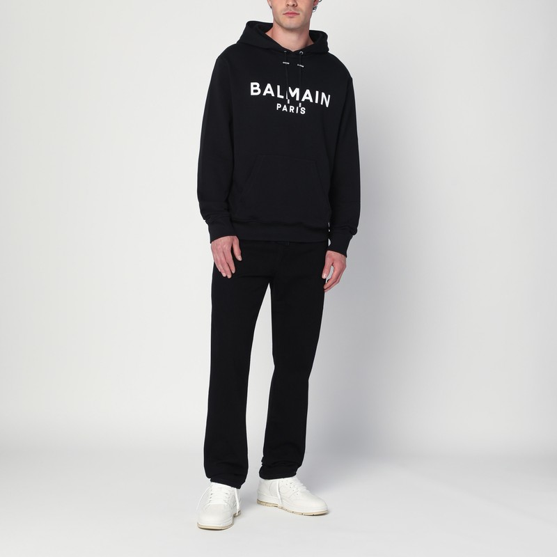 Balmain Logo Printed Cotton Sweatshirt In Black