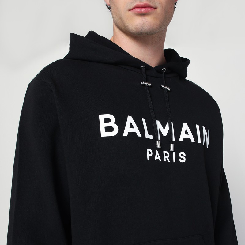 Balmain Logo Printed Cotton Sweatshirt In Black