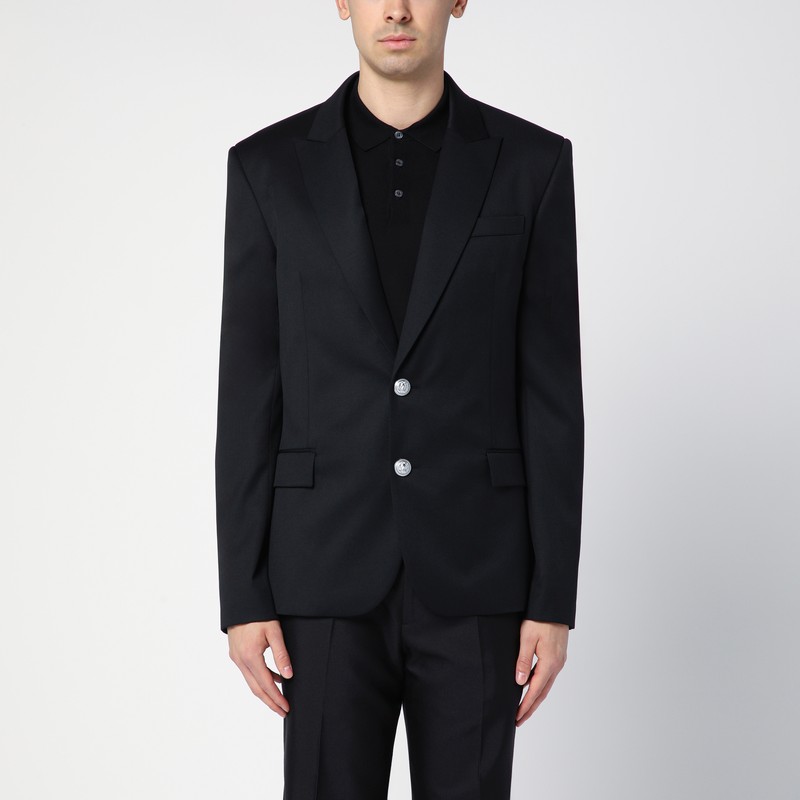 Shop Balmain Black Single-breasted Jacket In Wool