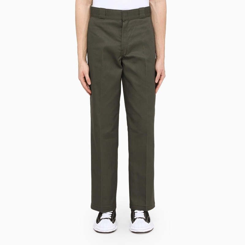 874 olive green straight-leg trousers