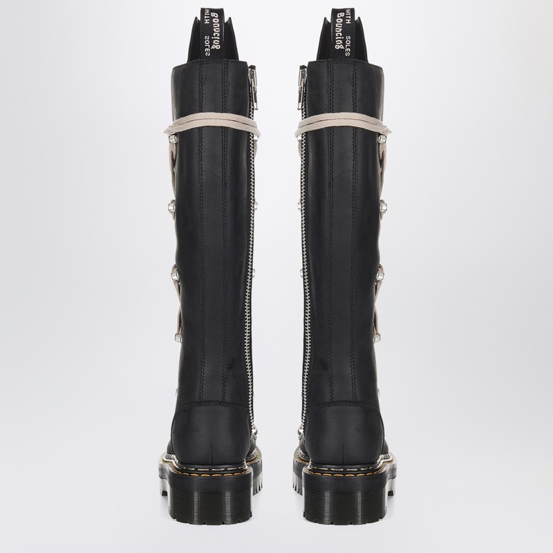 Dr. Martens X Rick Owens 1b60 Quad Sole Pentalace Black Tall Boots In Black