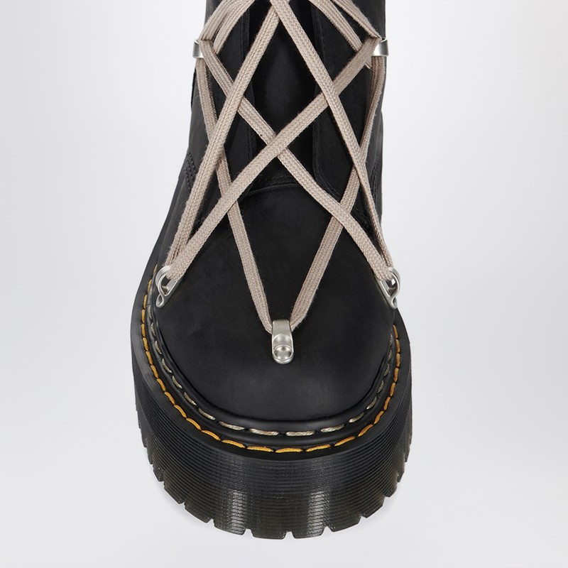 Dr. Martens X Rick Owens 1b60 Quad Sole Pentalace Black Tall Boots In Black