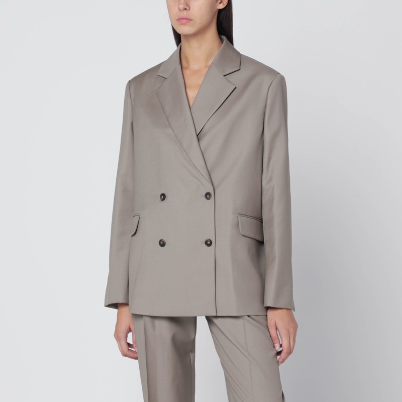 Double-breasted wool jacket in taupe color