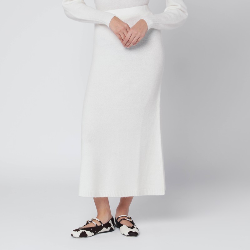 Ivory skirt in stretch cashmere knit