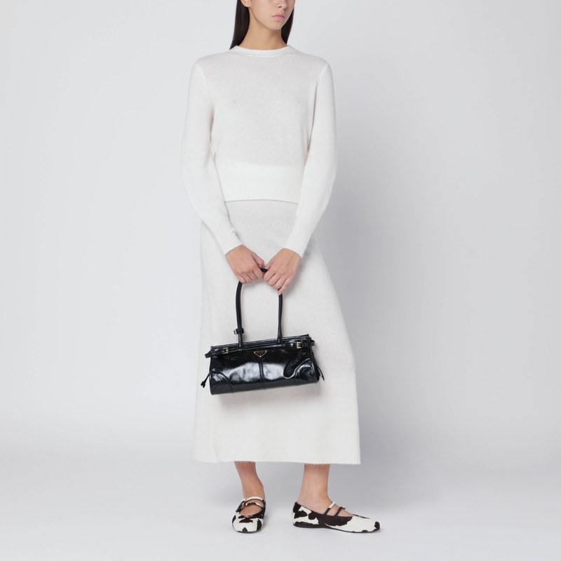 Max Mara Ivory Skirt In Stretch Cashmere Knit In White