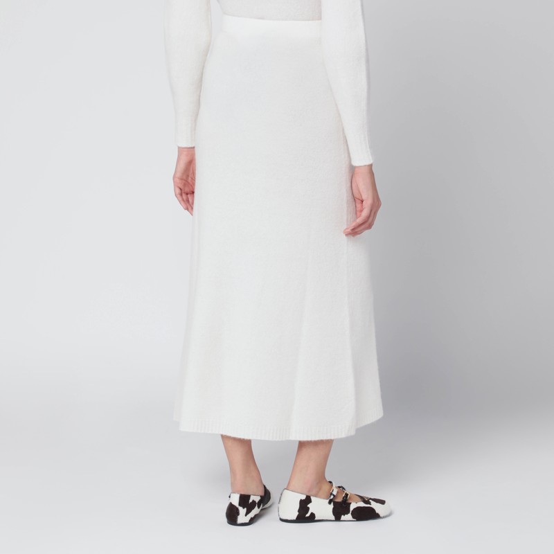 Max Mara Ivory Skirt In Stretch Cashmere Knit In White