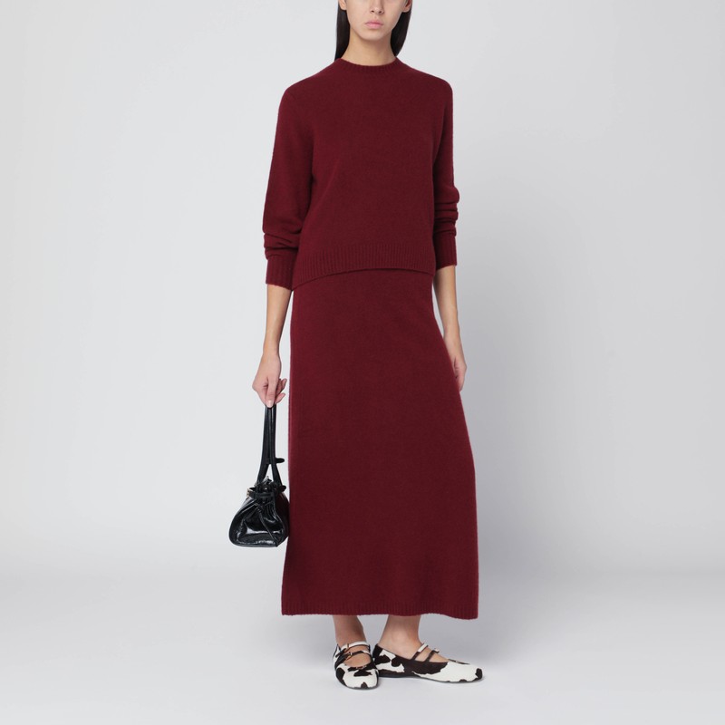 Max Mara Raspberry Skirt In Stretch Cashmere Knit In Burgundy