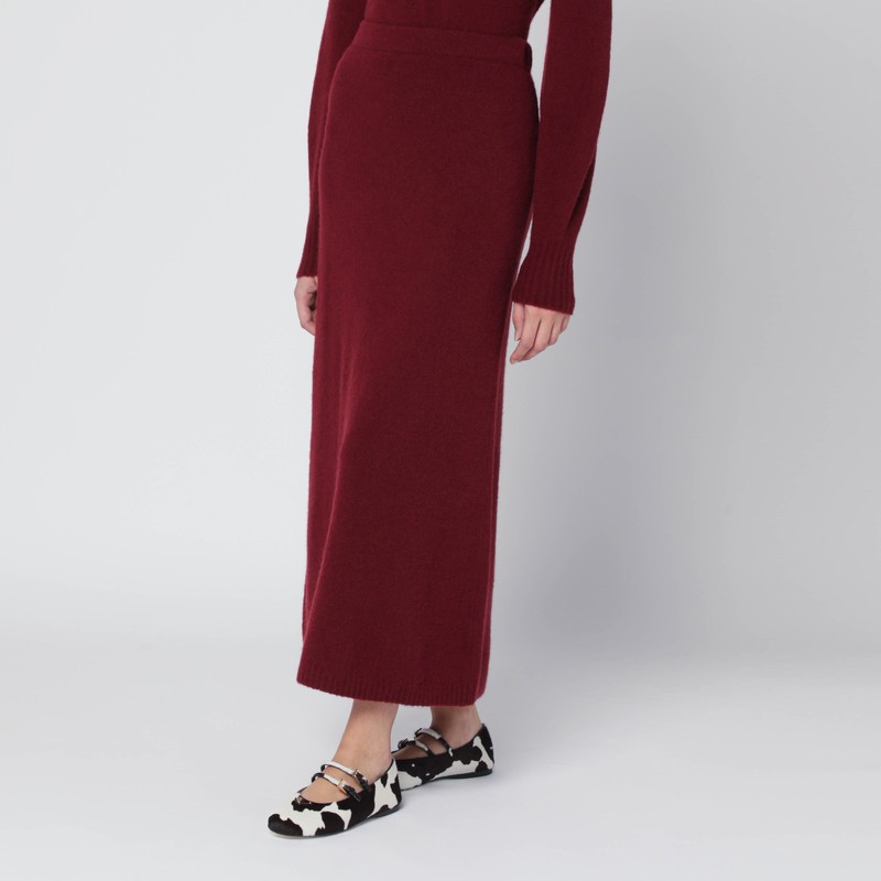 Max Mara Raspberry Skirt In Stretch Cashmere Knit In Burgundy
