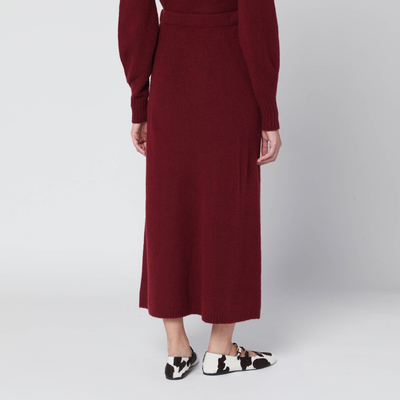 Max Mara Raspberry Skirt In Stretch Cashmere Knit In Burgundy