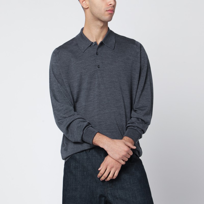 Dark grey wool polo shirt