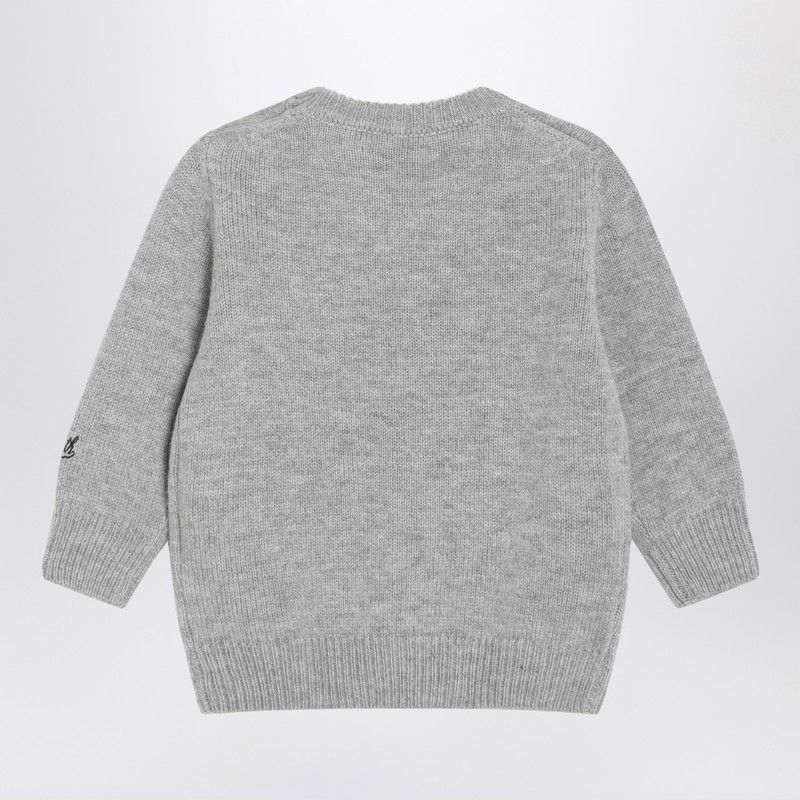 Mc2 Saint Barth Grey Wool-blend Sweater With Woodstock In White