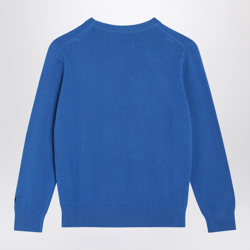 Mc2 Saint Barth Blue Wool-blend Sweater With Car In Blue