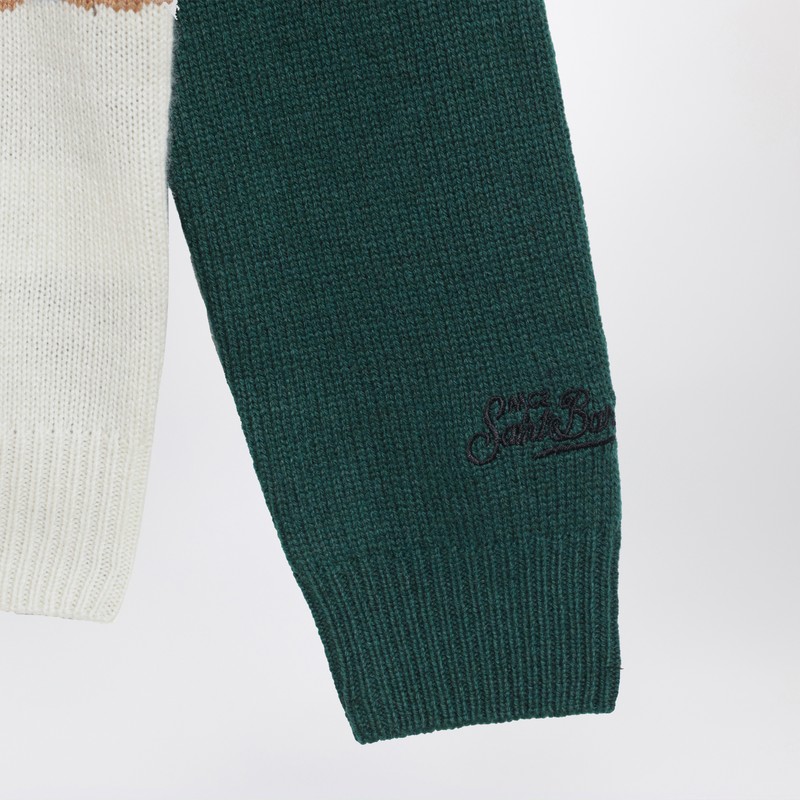 Mc2 Saint Barth Green Wool-blend Sweater With Snoopy Cortina In Green