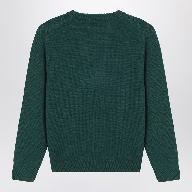 Mc2 Saint Barth Green Wool-blend Sweater With Snoopy Cortina In Green