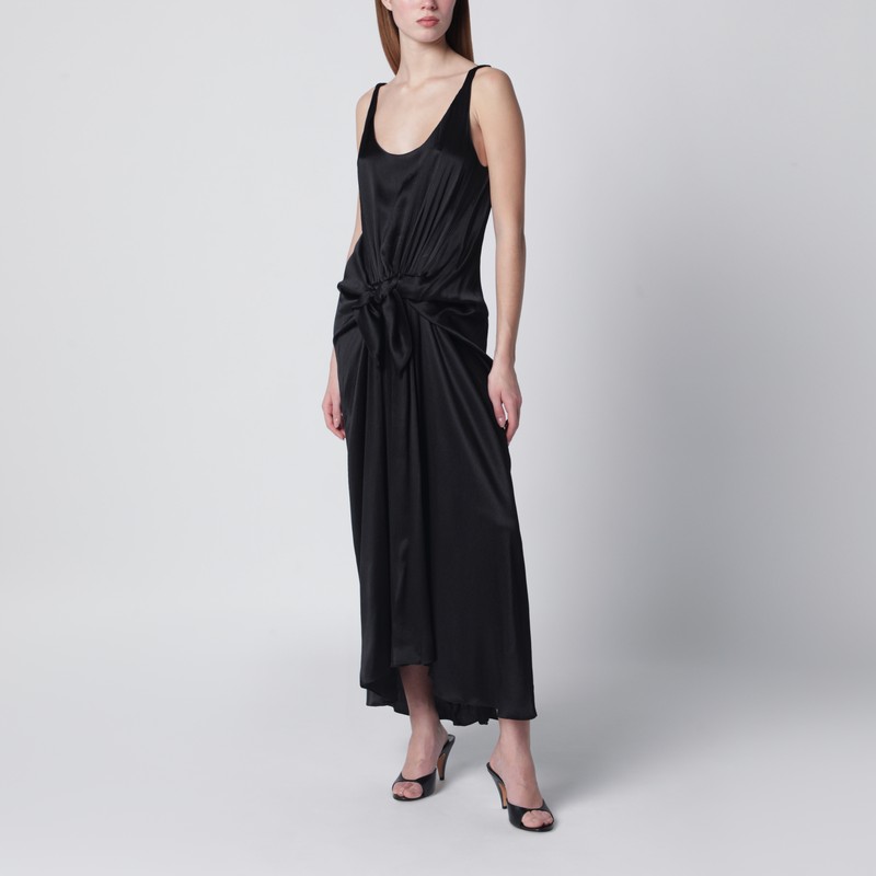 Black silk dress with knotted waist