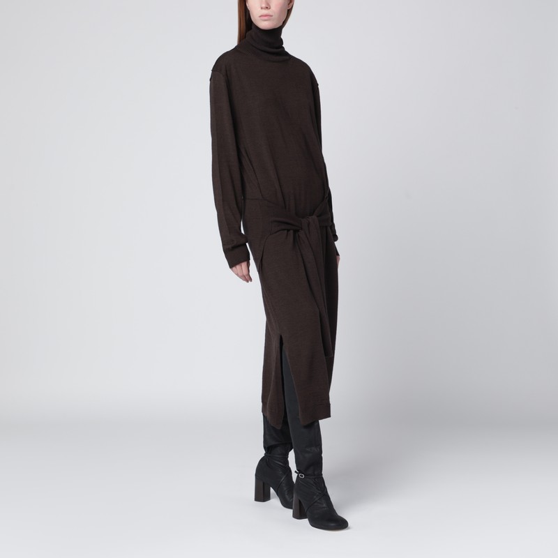 Lemaire Brown Trompe-l'oeil Wool-blend Dress In Brown