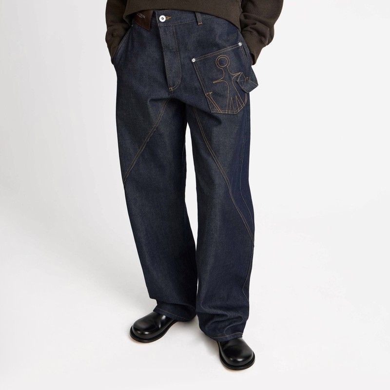 Indigo twisted-denim jeans