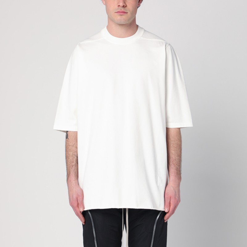 Drkshdw Jumbo White Crewneck T-shirt With Oversized Band In Cotton Man In White