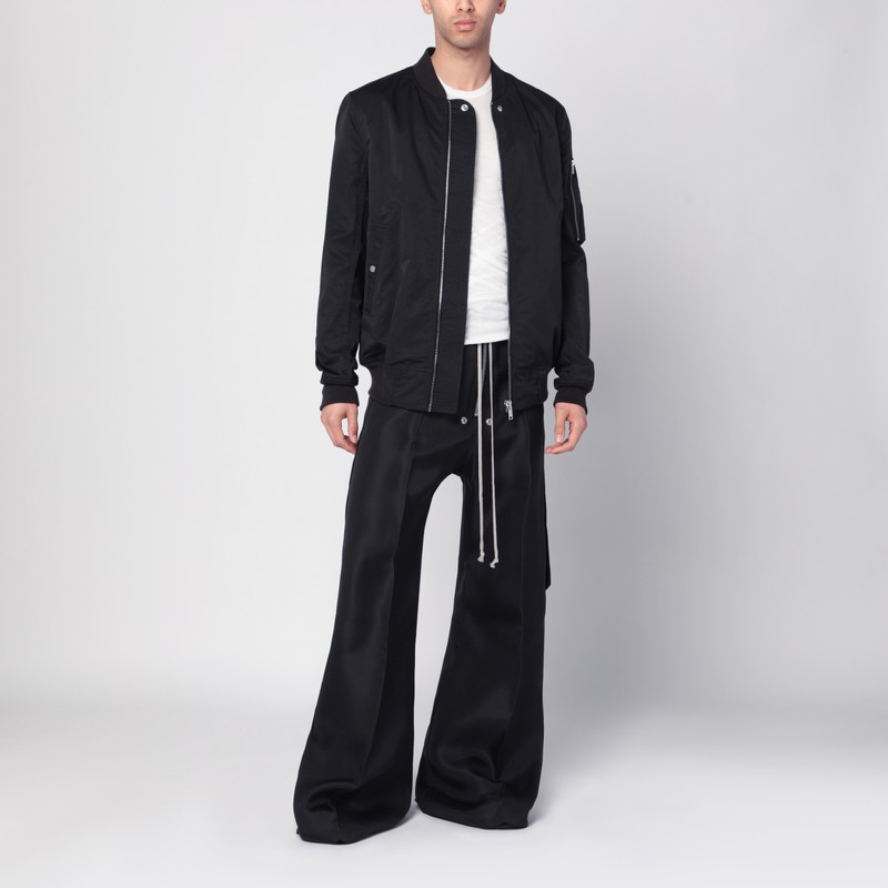 Drkshdw Ss24 Black Oversized Bomber Jacket For Men With Ribbed Cotton Hem In Black