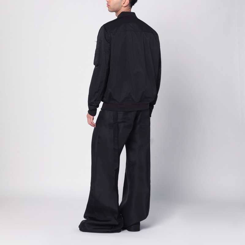 Drkshdw Ss24 Black Oversized Bomber Jacket For Men With Ribbed Cotton Hem In Black