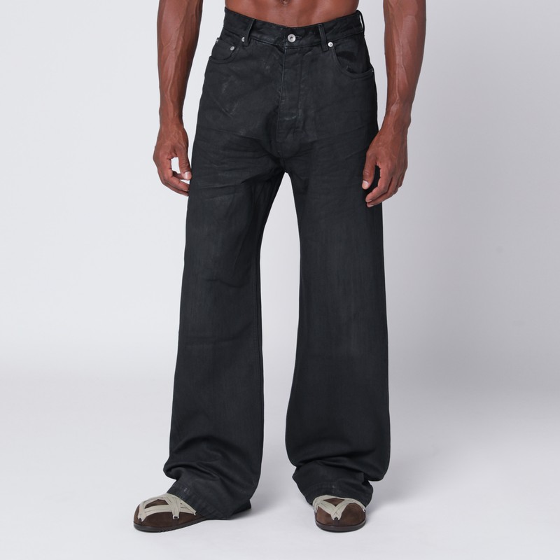 Drkshdw Wide-leg Black Waxed Denim Jeans In Black