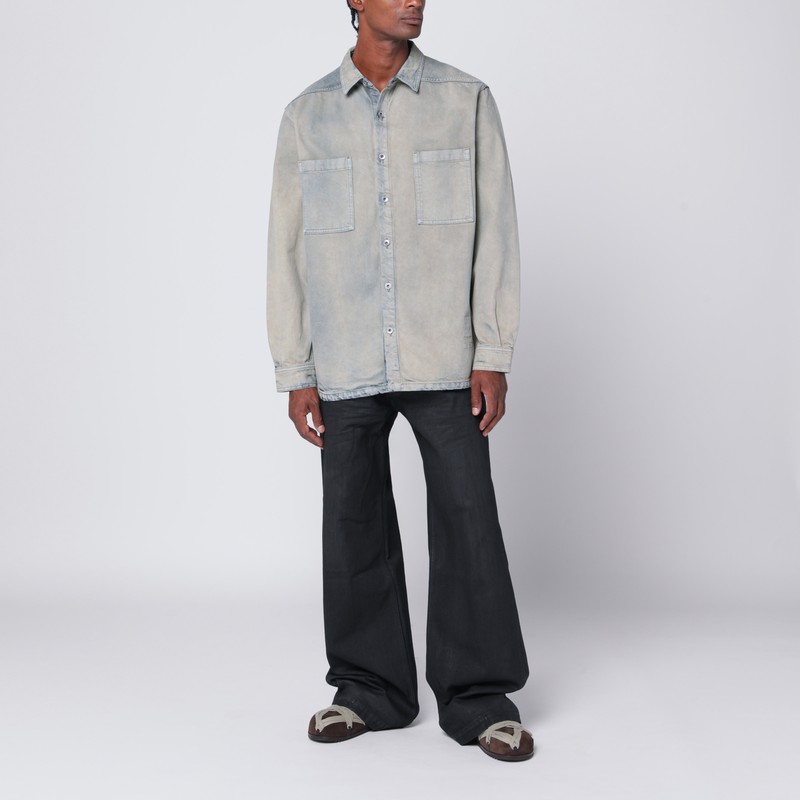Drkshdw Wide-leg Black Waxed Denim Jeans In Black
