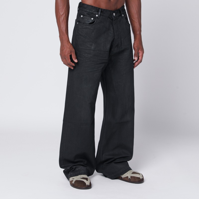 Drkshdw Wide-leg Black Waxed Denim Jeans In Black