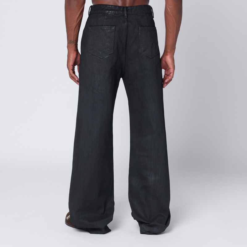 Drkshdw Wide-leg Black Waxed Denim Jeans In Black
