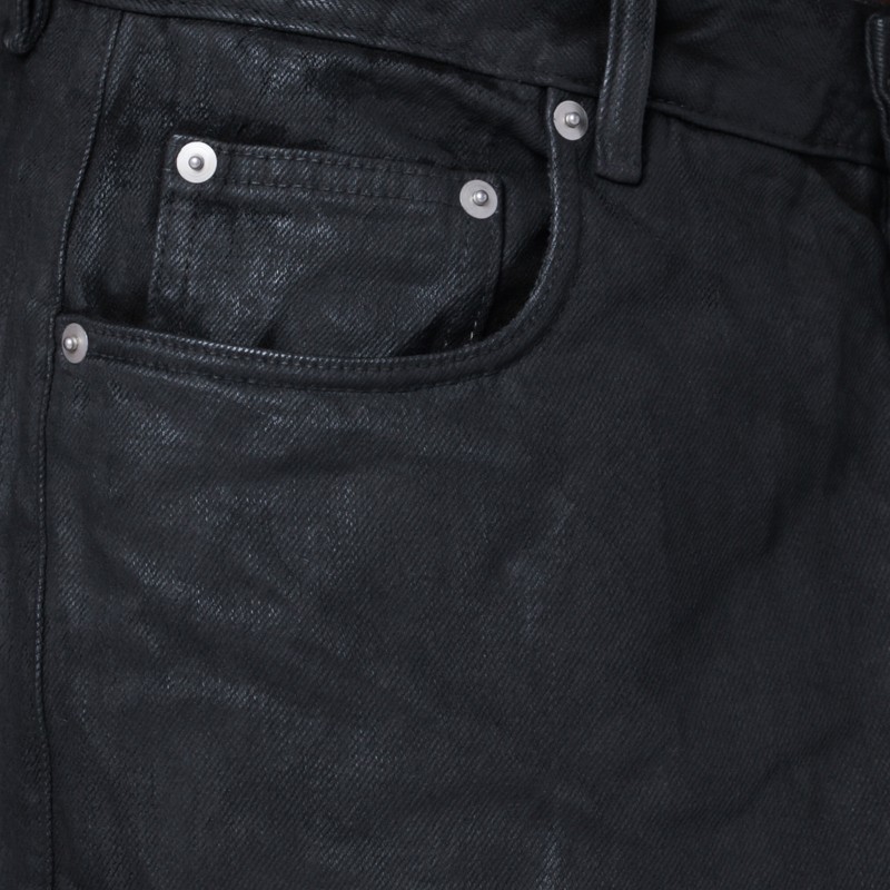 Drkshdw Wide-leg Black Waxed Denim Jeans In Black