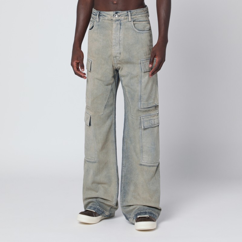 Pearl-colored vintage-effect cargo jeans