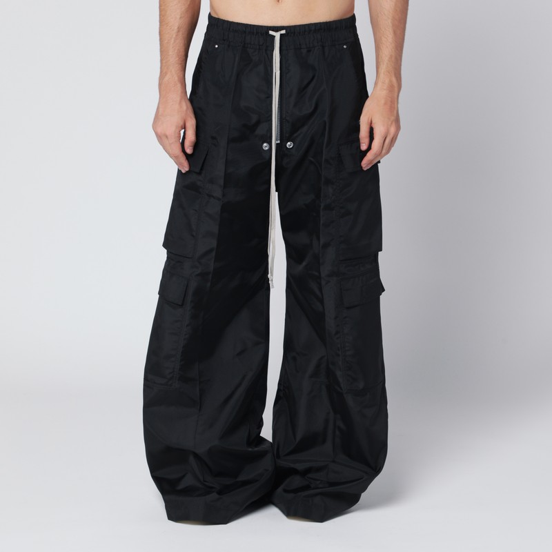 Black nylon Double Cargo Jumbo Belas trousers