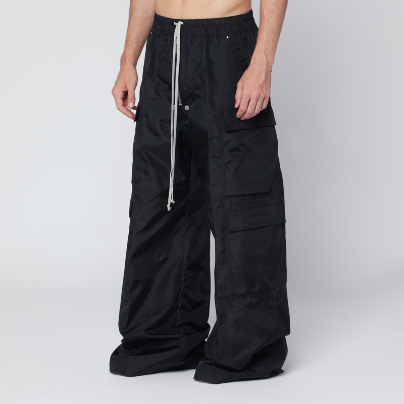 Drkshdw Black Nylon Double Cargo Jumbo Belas Trousers In Black