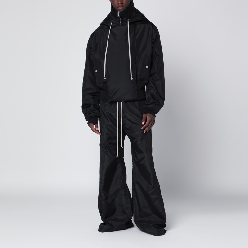 Drkshdw Alice Black Jacket With Oversized Hood And Asymmetrical Flap In Tech Fabric Man In Black