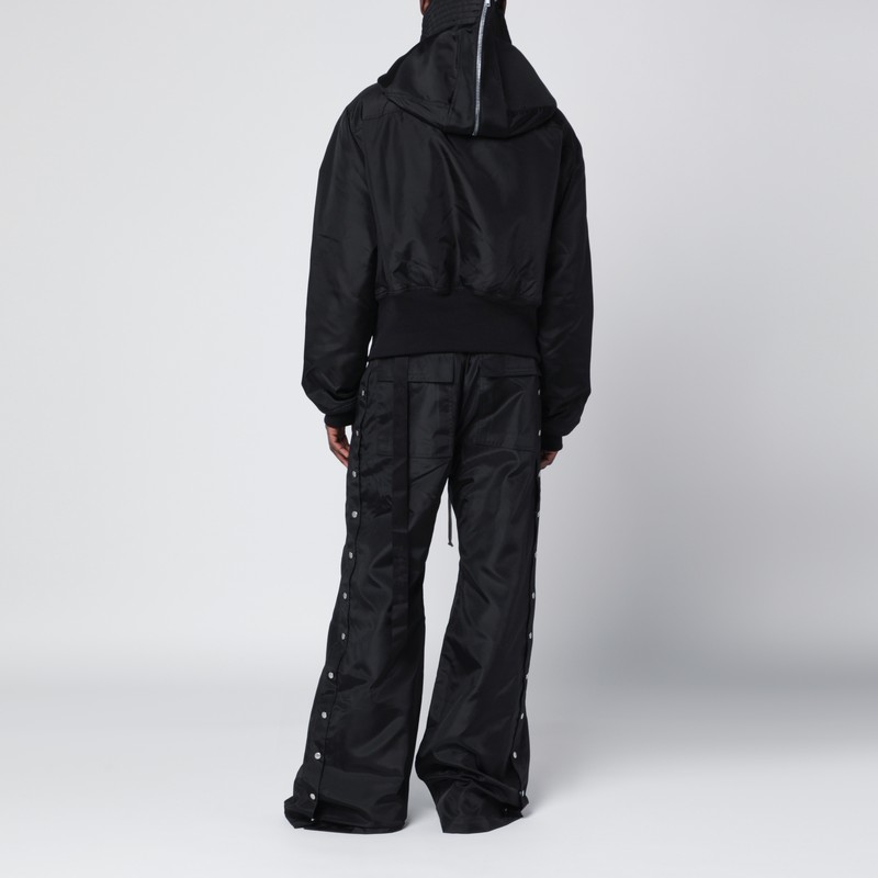 Drkshdw Alice Black Jacket With Oversized Hood And Asymmetrical Flap In Tech Fabric Man In Black