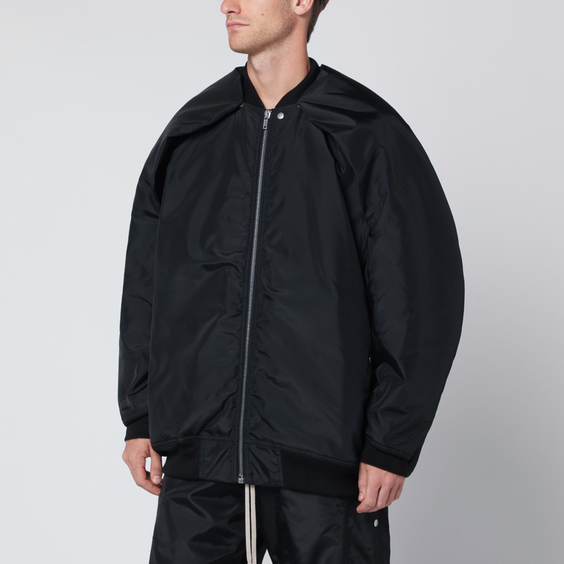 Oversized black nylon bomber jacket