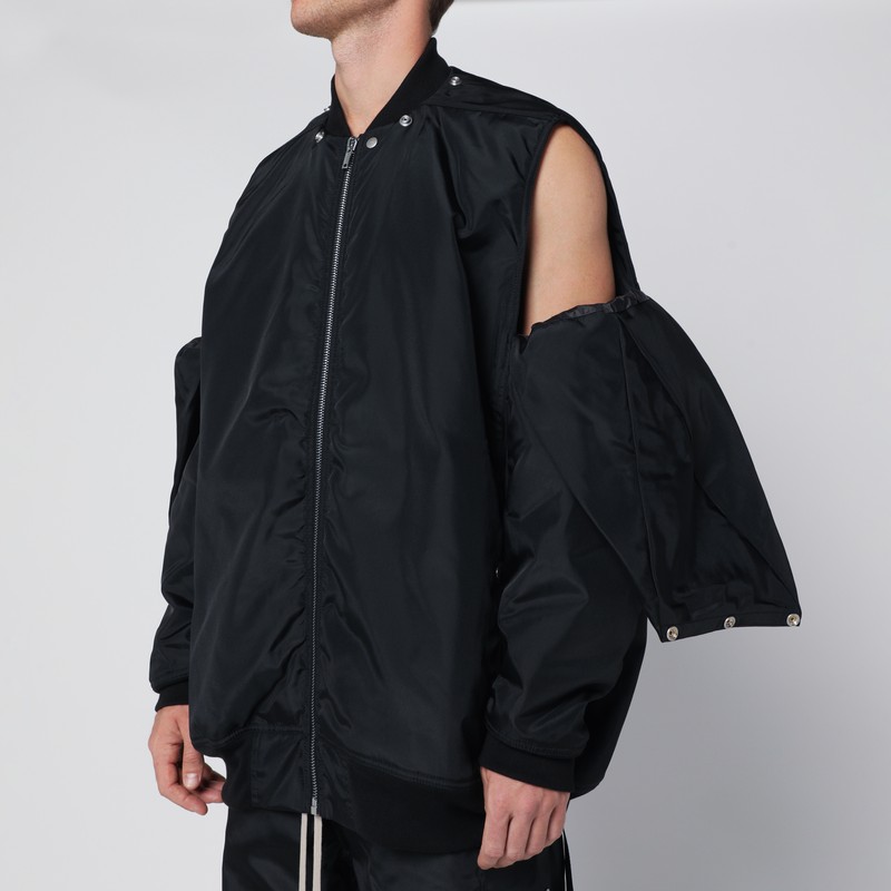 Drkshdw Oversized Black Nylon Bomber Jacket In Blue