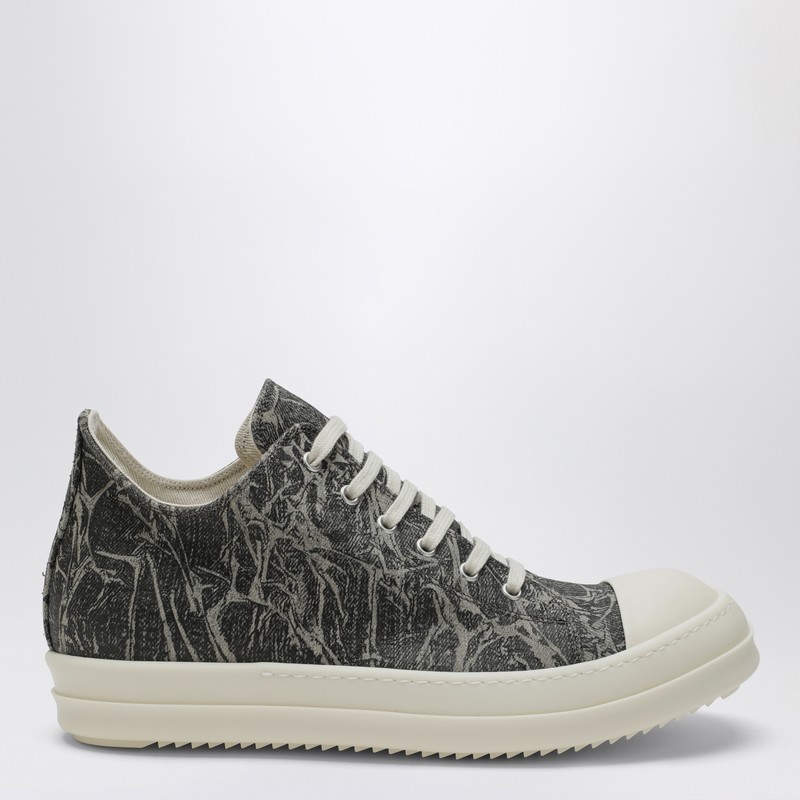 Black/cream Low sneakers in denim-effect fabric