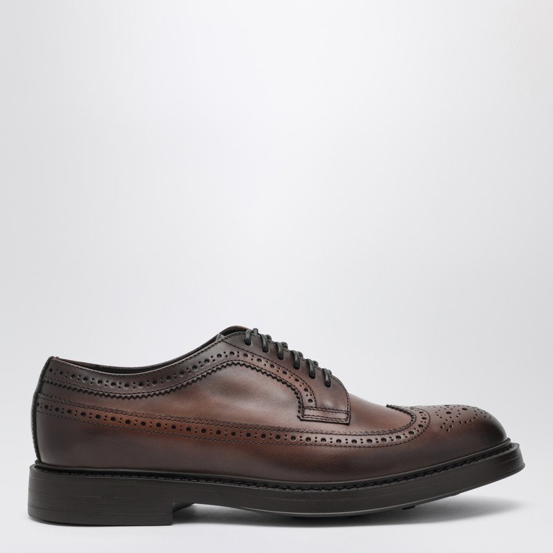 Dark brown leather wingtip oxford shoes