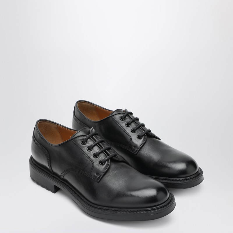Doucal's Black Leather Derby Shoes In Black