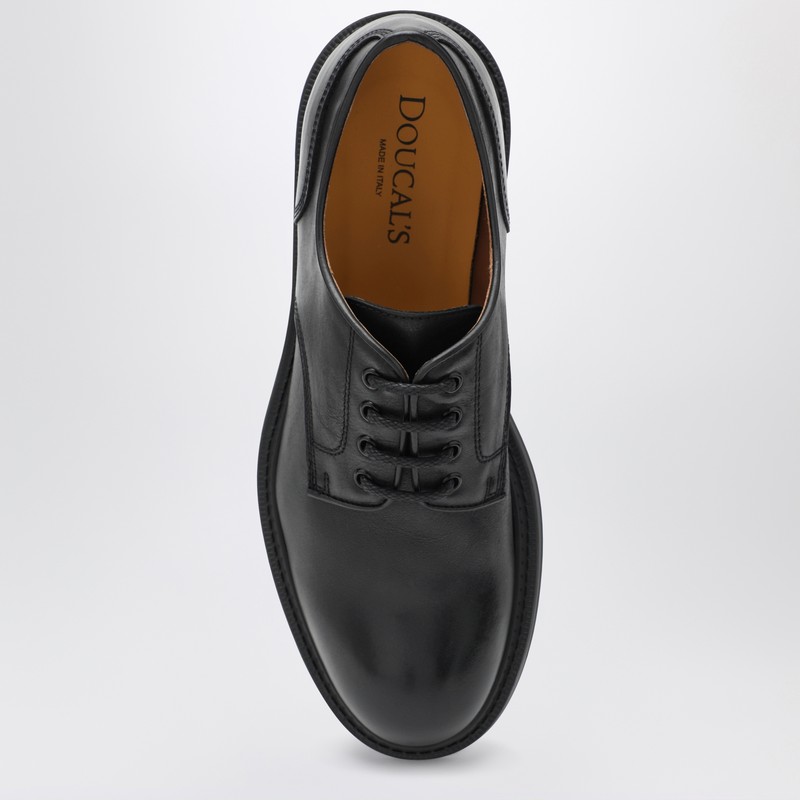 Doucal's Black Leather Derby Shoes In Black