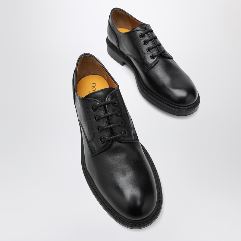 Doucal's Black Leather Derby Shoes In Black