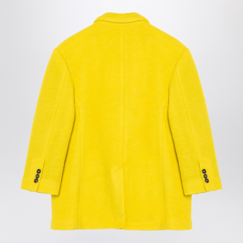 Douuod Yellow Single-breasted Coat In Wool Blend In Yellow