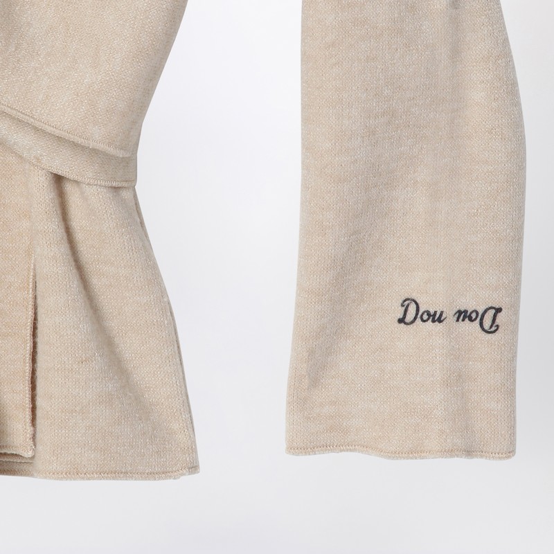 Dou Dou Beige Crossover Cardigan With Bow In Beige
