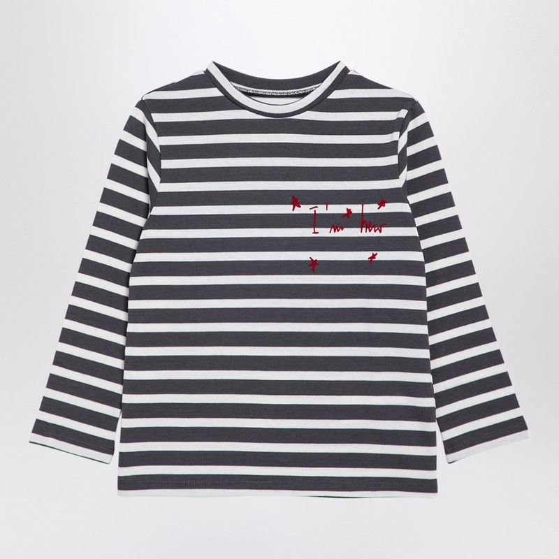 Douuod Grey/white Striped Cotton Jersey In Multicolor